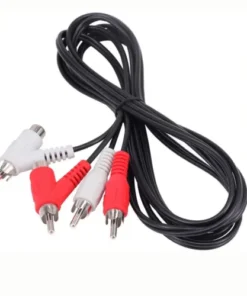 2 RCA Male to 2 RCA Male + RCA Female Piggyback Extension Audio Video AV Adapter Cord