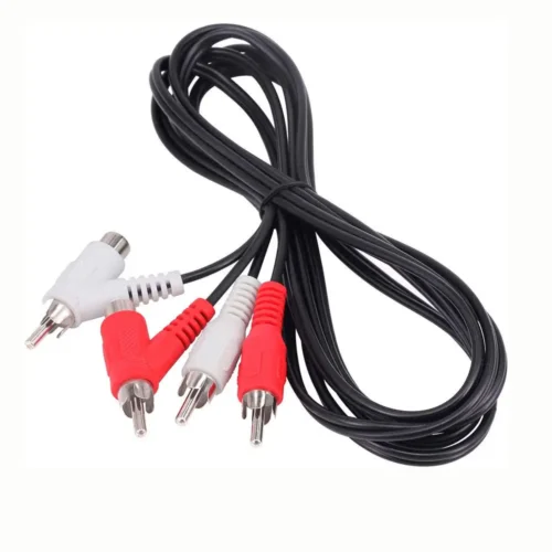 2 RCA Male to 2 RCA Male + RCA Female Piggyback Extension Audio Video AV Adapter Cord