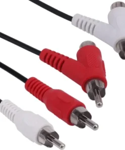 Alternative view of 2 RCA Male to 2 RCA Male + RCA Female Piggyback Extension Audio Video AV Adapter Cord