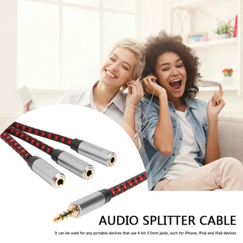 3.5mm AUX Cable ,1 To 3 Out Audio Splitter Cable With Stereo 4 Pole Connector Adapter - Image 2