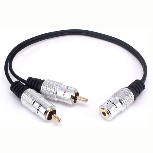 3.5mm Female To Dual Male RCA Stereo Jack Audio Adapter Cable - Image 2