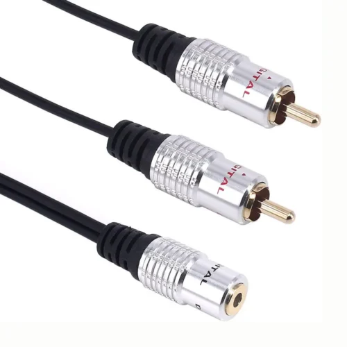 3.5mm Female To Dual Male RCA Stereo Jack Audio Adapter Cable