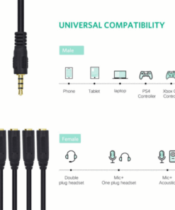 Alternative view of 3.5mm Headphone Splitter 1 to 4 Ways 3.5mm (1/8") TRRS 4Pole Male to 4Female Cable
