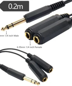 Alternative view of 6.35mm 1/4 Inch Male Plug Stereo to 2 Dual 1/4 "TRS Female Jack Connector Audio Speaker Cable