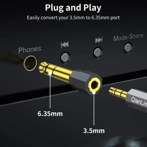 6.35mm 1/4 Male to 3.5mm 1/8 Female Stereo Headphone Adapter Audio Jack Plug - Image 2