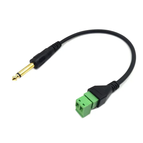 6.35mm 1/4" Stereo Audio Mono Male to 90 Degree 2 Pin Screw Terminal Female Cable