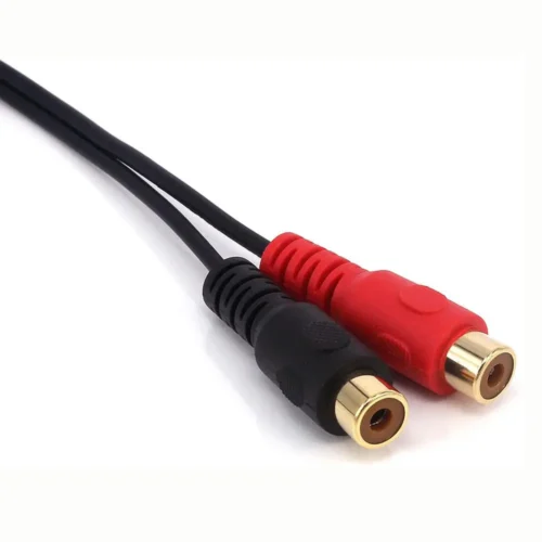 90 Degree Right-Angled 3.5mm (Mini) 1/8" TRS Stereo Male to Dual Female RCA Jack Adapter Cable - Image 4
