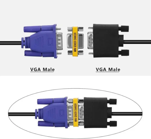 HD15 VGA SVGA Adapter Mini 15 Pin Convert M/F Serial Male to Female Cable Gender Changer Coupler Adapter - Image 2