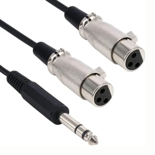 1/4 XLR Cable-6.35mm Mono Male to 2 Dual XLR Female Y Splitter Audio Cable 0.3M