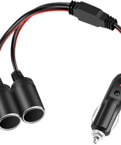 1 to 2 Car Cigarette Lighter Splitter Adapter Power Charger Port Cigarette Lighter Extension Cord with 15A Fuse