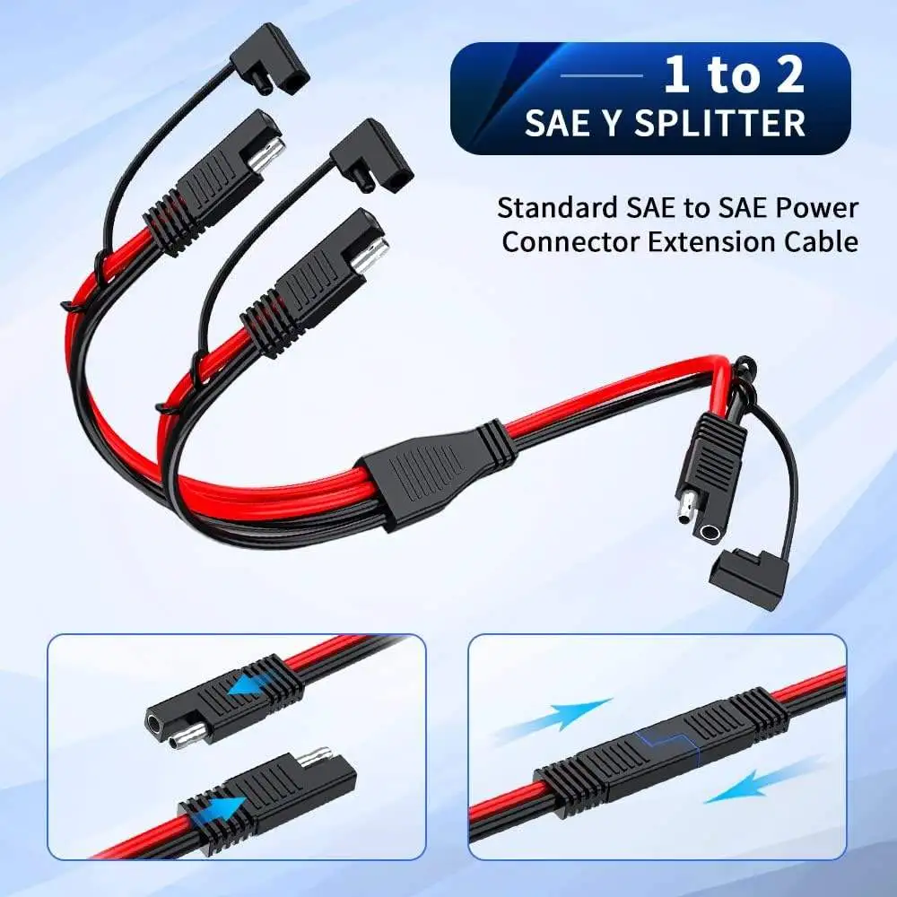 10AWG Y Splitter SAE 1 to 2 Extension Cable - Image 2
