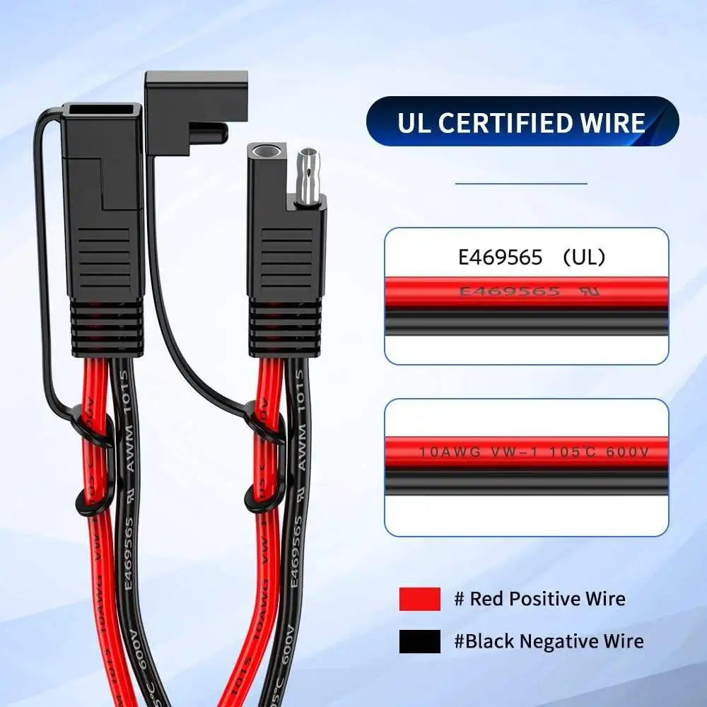10AWG Y Splitter SAE 1 to 2 Extension Cable - Image 3