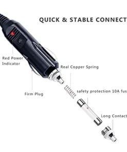 Alternative view of 16AWG Heavy Duty DC Power Charger Cord with LED Lights and Built in 15A Fused