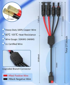 Alternative view of 2-in-1 Solar Panel Connector Extension Cable