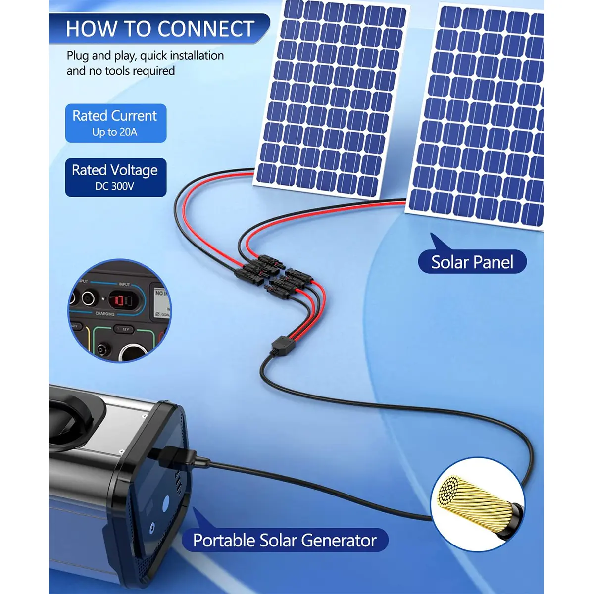 2-in-1 Solar Panel Connector Extension Cable - Image 6