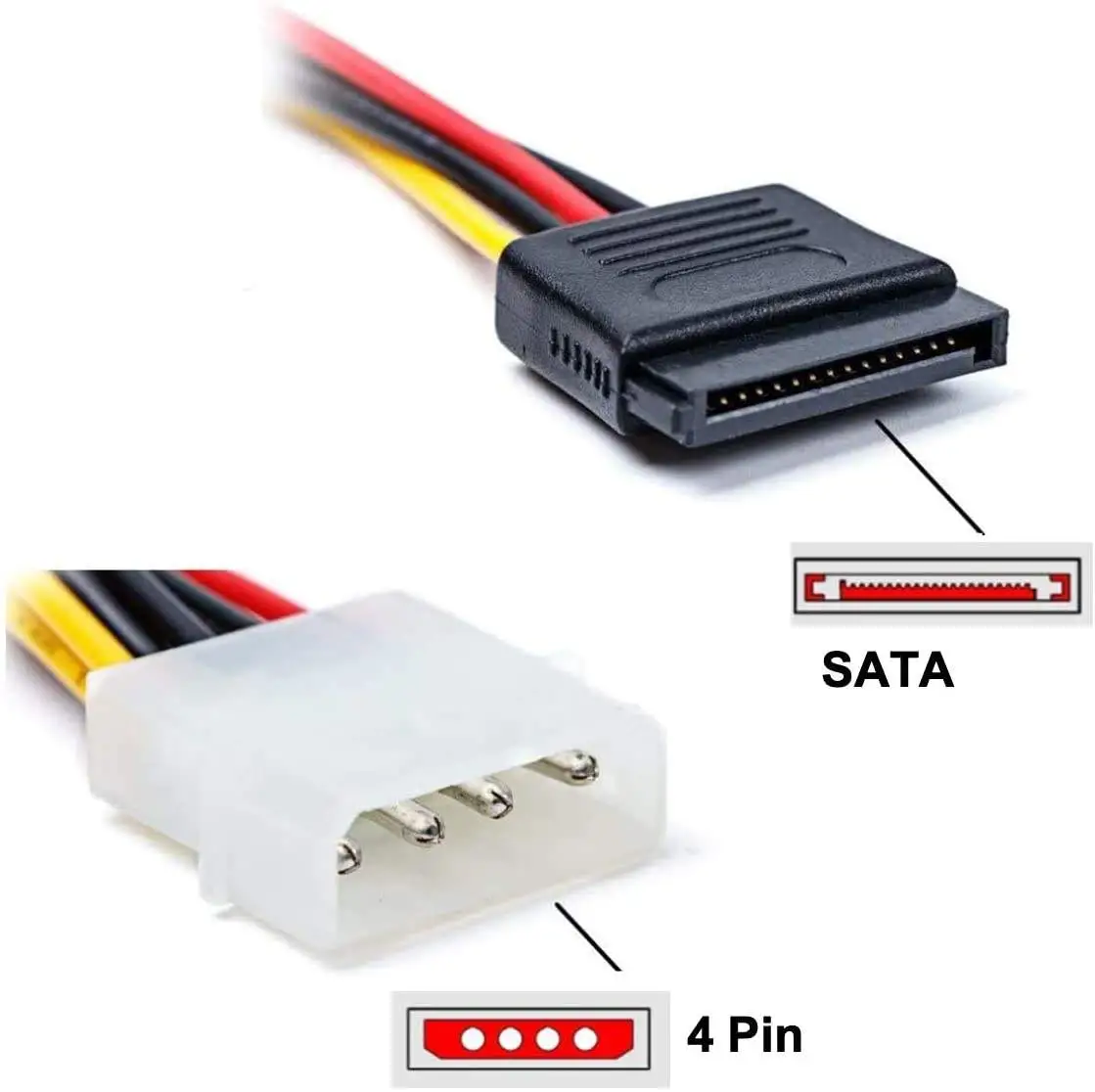 4 Pin Molex (Male) to Serial ATA (Female) Cable - Image 2