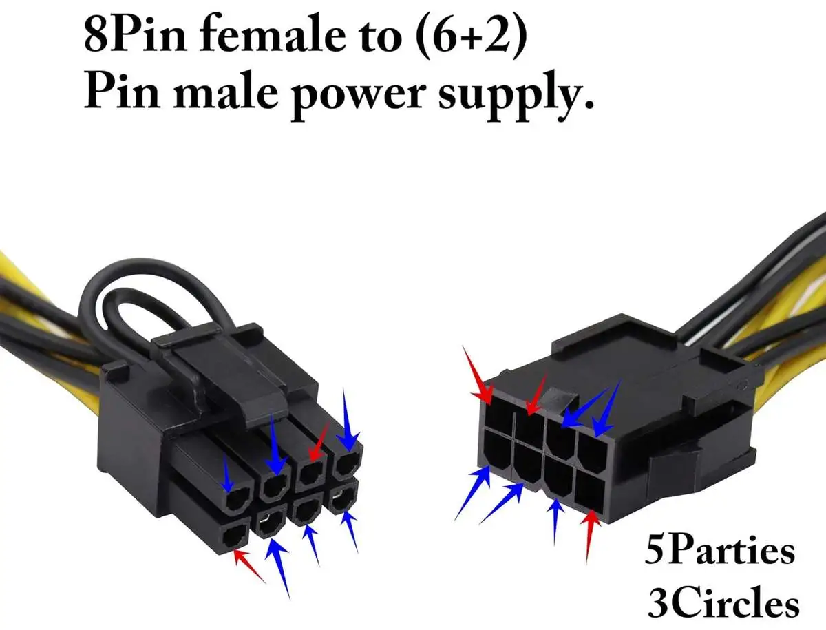 8 Pin Female to Dual 8P (6+2) Pin Male Extention Power Cable - Image 4