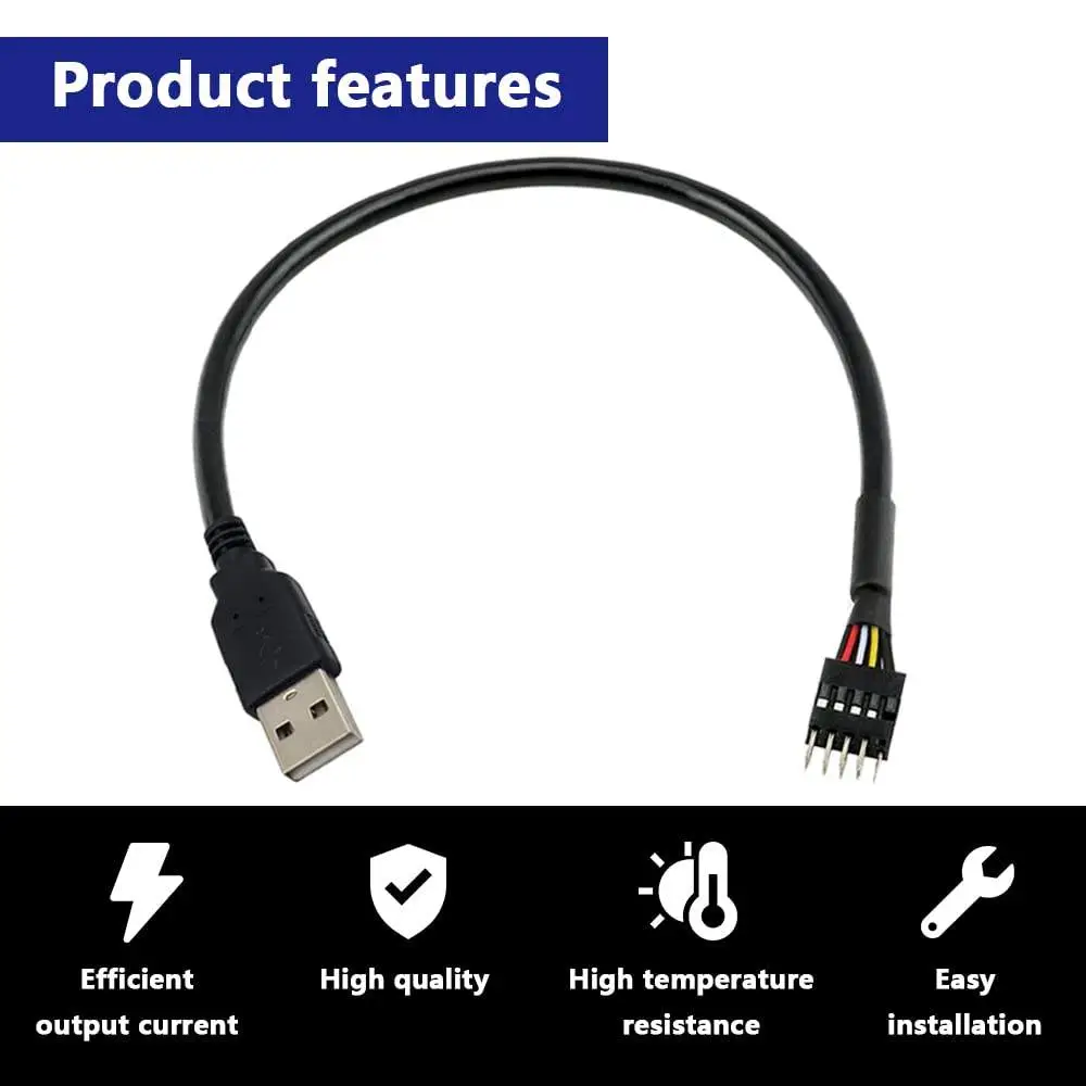 9-Pin USB Motherboard Male Header to Single USB 2.0 Type a Male Cable - Image 6