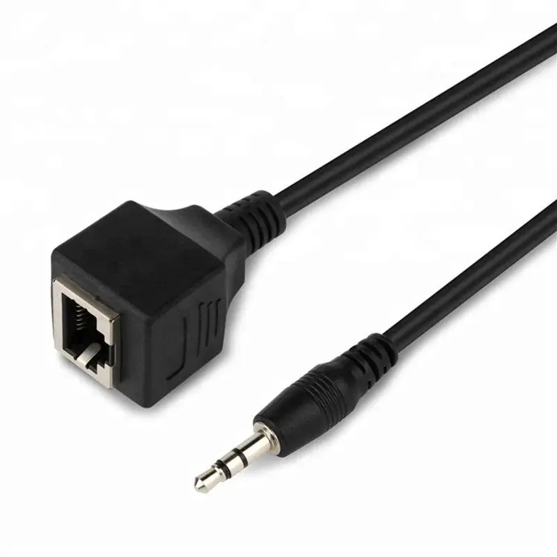 AUX 3.5mm Stereo Male Plug to RJ45 Female Extender