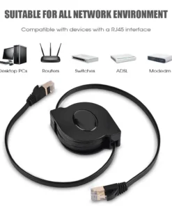 Alternative view of CAT 7 Ethernet Cable, Retractable CAT7 RJ45 600MHz Patch Shielded LAN Network Cable