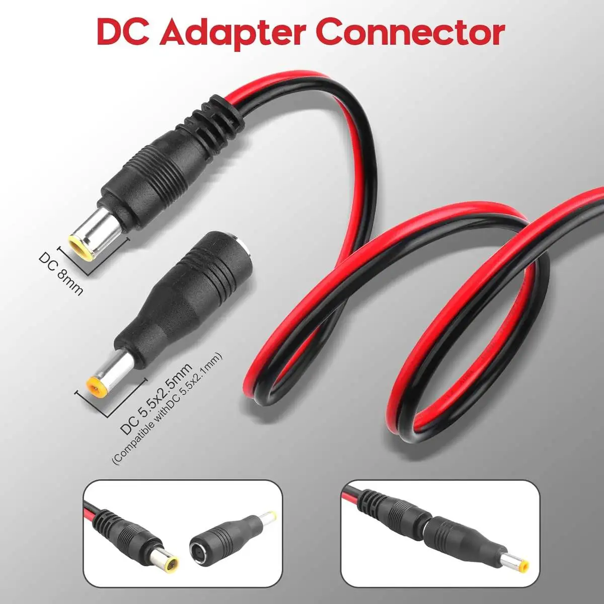 DC 8mm Male to SAE Connector Adapter 14AWG Cable Wire - Image 2