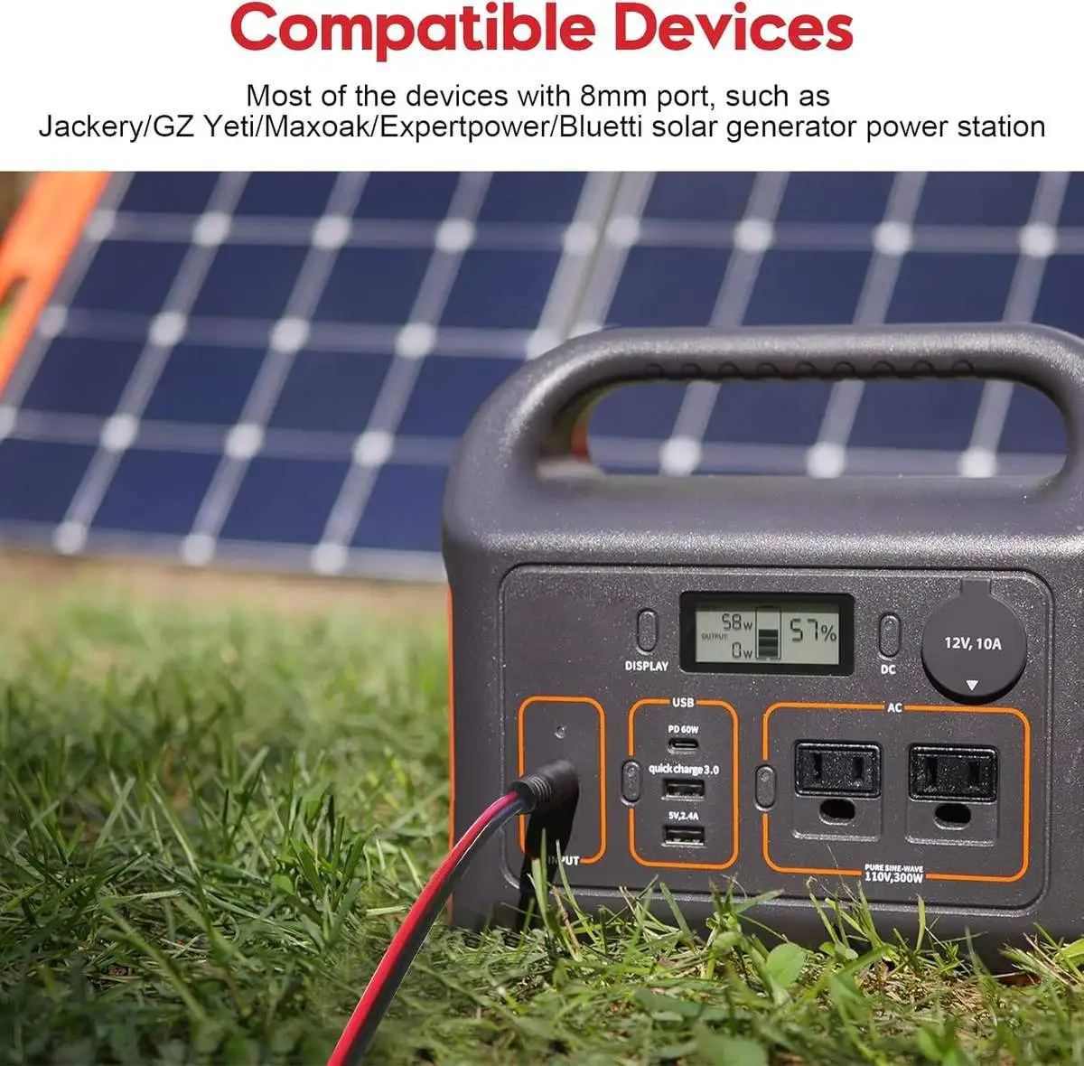 DC 8mm Male to SAE Connector Adapter 14AWG Cable Wire - Image 3