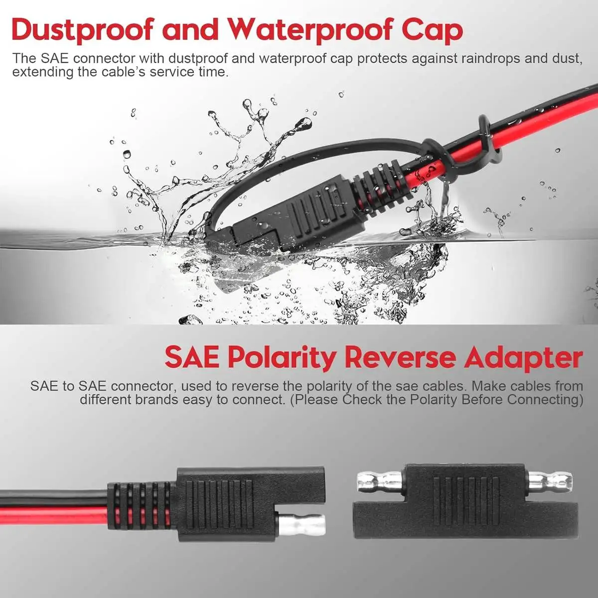 DC 8mm Male to SAE Connector Adapter 14AWG Cable Wire - Image 6