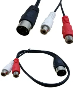 Din 5 Pin Male to 2 RCA Female Professional Grade Audio Cable