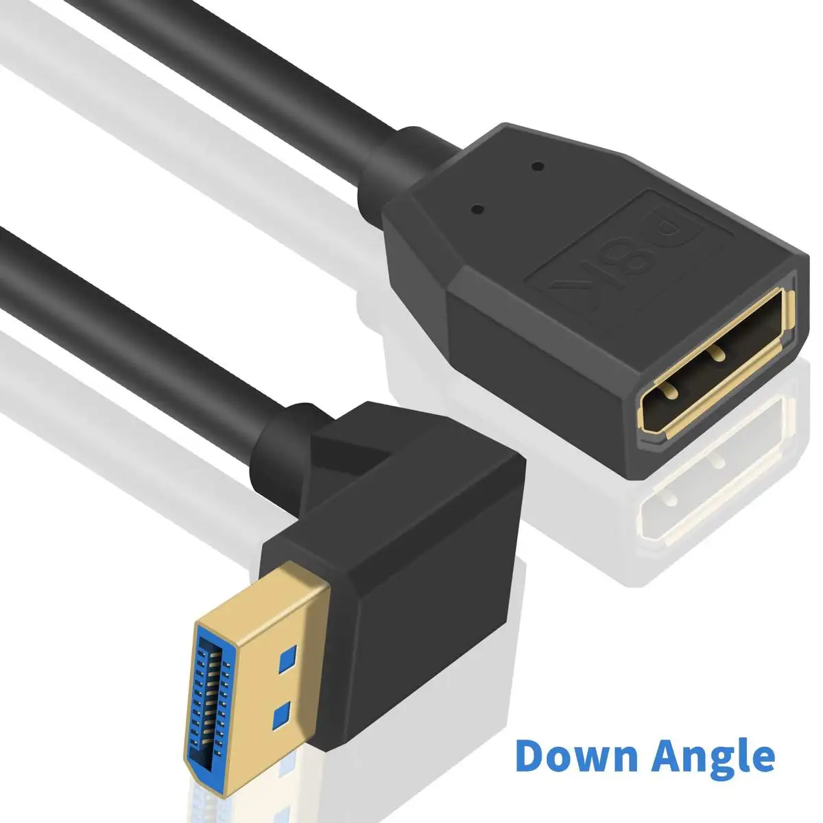 DisplayPort 1.4 Cable, 90 Degree Displayport DP 1.4 Male to Female Extender Ultra Extension Cable - Image 2