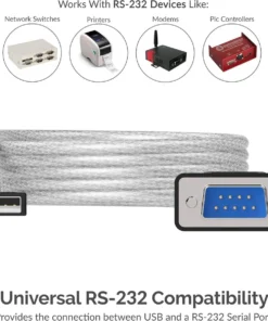 Alternative view of Dual Chip DB9 Pin Usb to Rs232 Serial Converter Adapter Cable