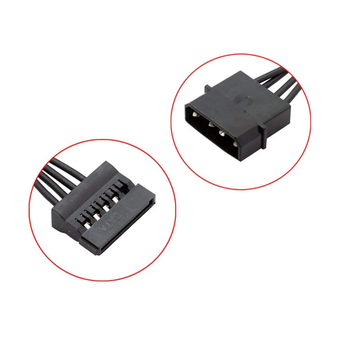Molex IDE 4-Pin Male to 15-Pin Female SATA Power Converter Extension Adapter Cable - Image 4