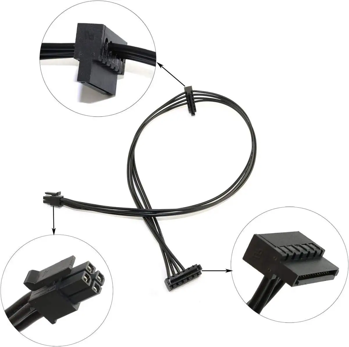 Motherboard ATX Mini 4-Pin to 2 X Right-Angle 15-Pin SATA Hard Drive HDD Power Supply Adapter Cable - Image 3