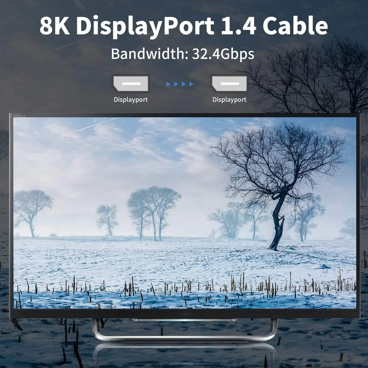Right Angle Displayport 1.4 Cable, 90 Degree DP Male to Left Male Cable - Image 5