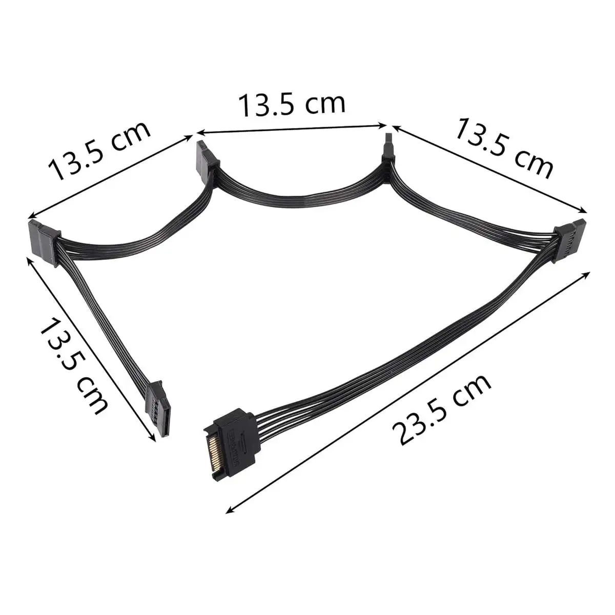 SATA Power Splitter Cable, 15Pin SATA Male to 5 SATA Female Power Extension Hard Drive Cable - Image 3