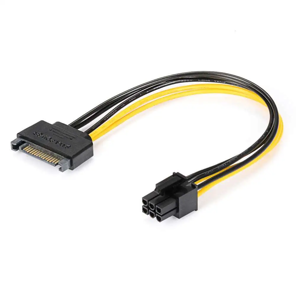 Serial ATA 15 Pin to 6 Pin PCI-Express Graphics Video Card Power Adapter Cable