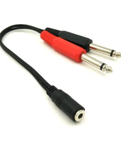 TRS 3.5mm Jack Adapter, 3.5mm 1/8 TRS Female to Dual 6.35mm 1/4 TS Male