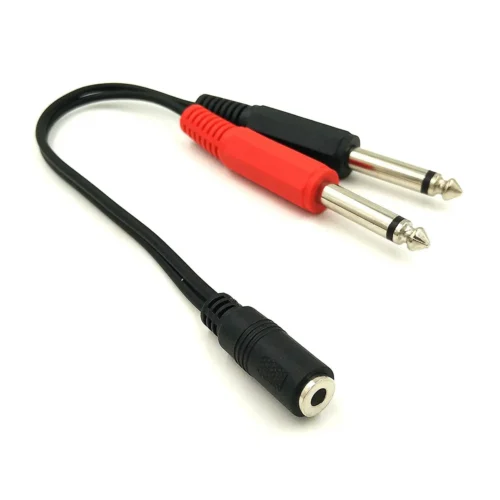 TRS 3.5mm Jack Adapter, 3.5mm 1/8 TRS Female to Dual 6.35mm 1/4 TS Male