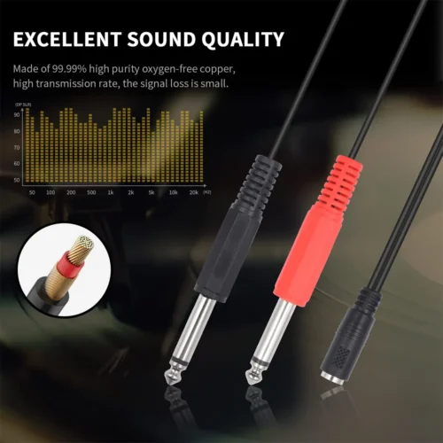 TRS 3.5mm Jack Adapter, 3.5mm 1/8 TRS Female to Dual 6.35mm 1/4 TS Male - Image 5