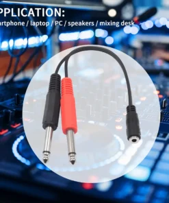 Alternative view of TRS 3.5mm Jack Adapter, 3.5mm 1/8 TRS Female to Dual 6.35mm 1/4 TS Male