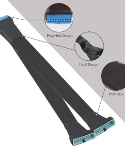 Alternative view of USB 3.0 Header Extension Cable, 19/20 Pin 1 to 2 Y Splitter Internal Extension Adapter DIY