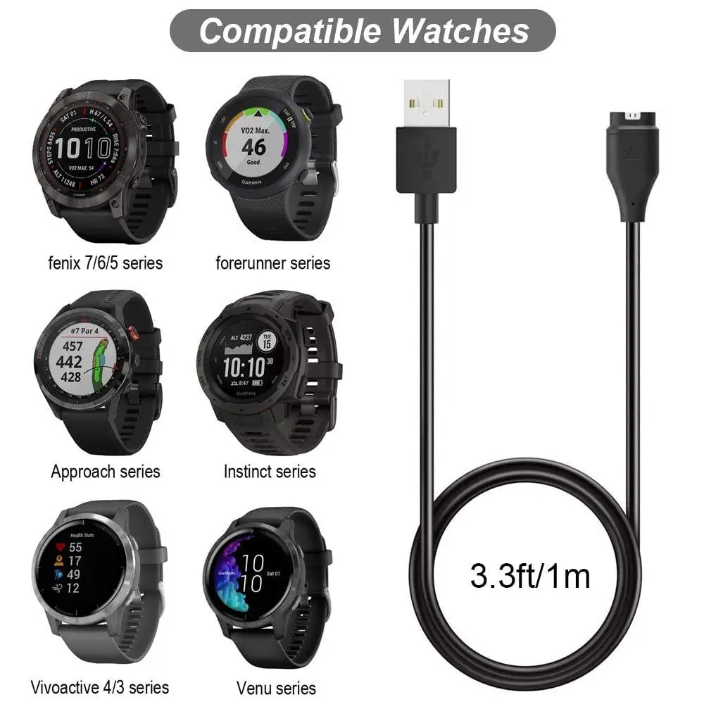 USB Charger for Garmin Fenix, Forerunner Music, Approach, Vivoactive, Instinct, Venu - Image 2