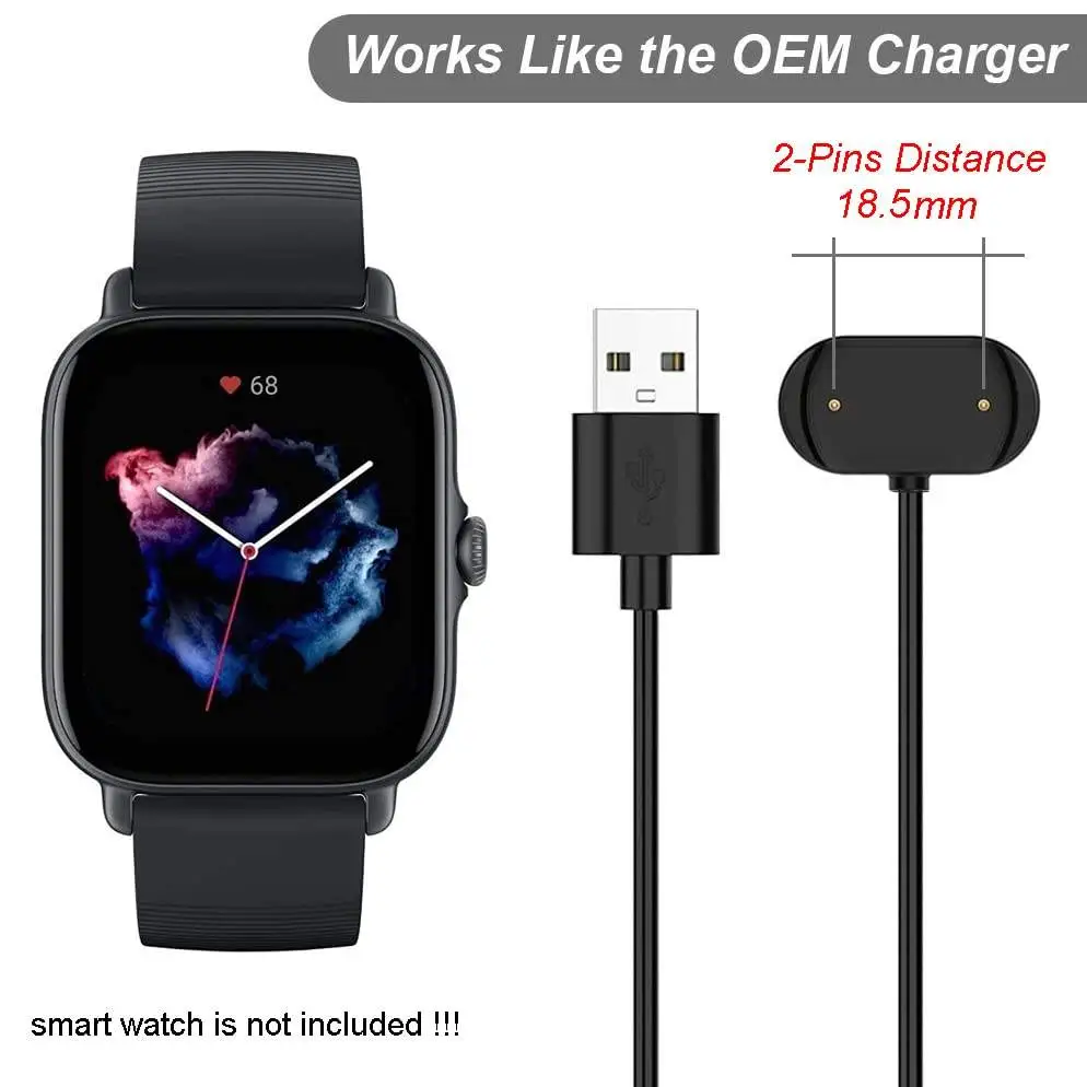 USB Magnetic Charging Cable USB Cord for Amazfit GTR 3, Pro, GTS 3, T-Rex 2 - Image 3