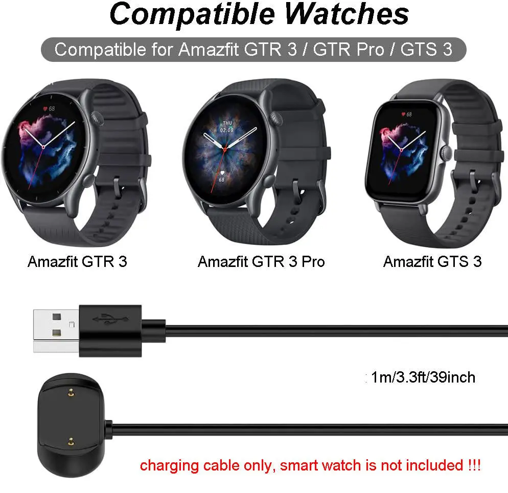 USB Magnetic Charging Cable USB Cord for Amazfit GTR 3, Pro, GTS 3, T-Rex 2 - Image 5