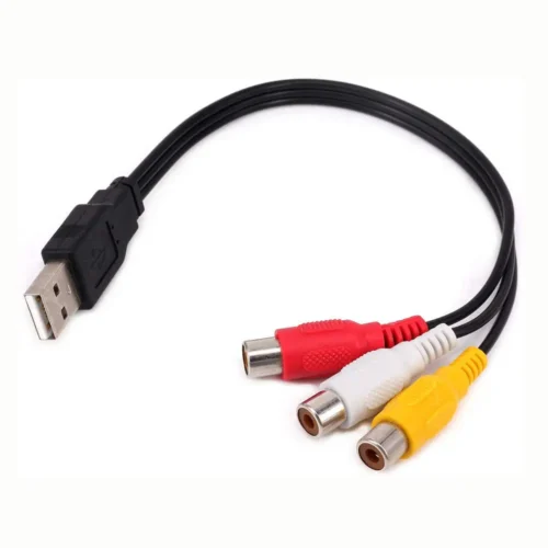 USB Male A to 3 RCA AV A/V TV Adapter Cord Cable