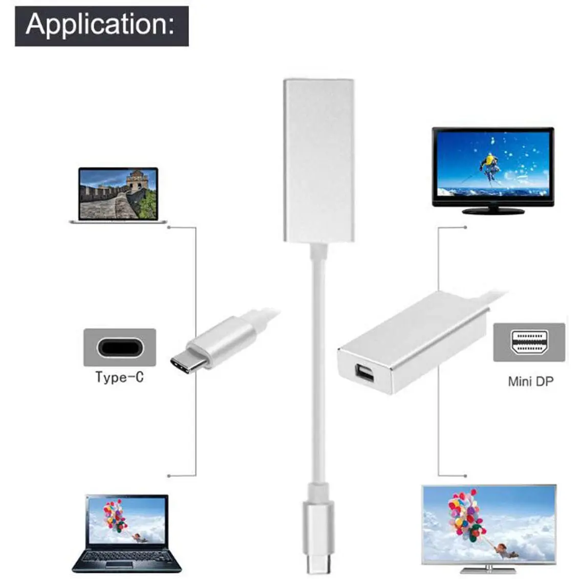 USB Type C to Mini DisplayPort 4K HD Cable Adapter - Image 3