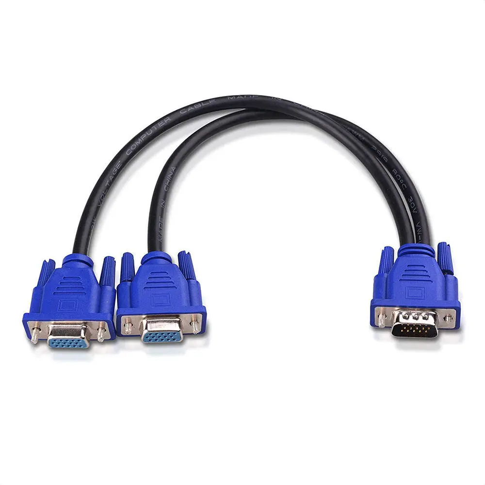 VGA 15Pin Male to Dual 15Pin Female Cable VGA Splitter Cable