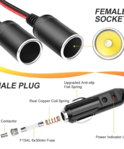 Alternative view of 1 to 2 Car Cigarette Lighter Splitter Adapter Power Charger Port