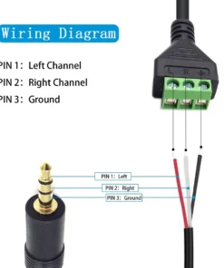 Alternative view of 3.5mm (1/8inch) Stereo Audio Balanced Male Jack to AV 3-Screw Video Balun Terminal Adapter Connector Cable