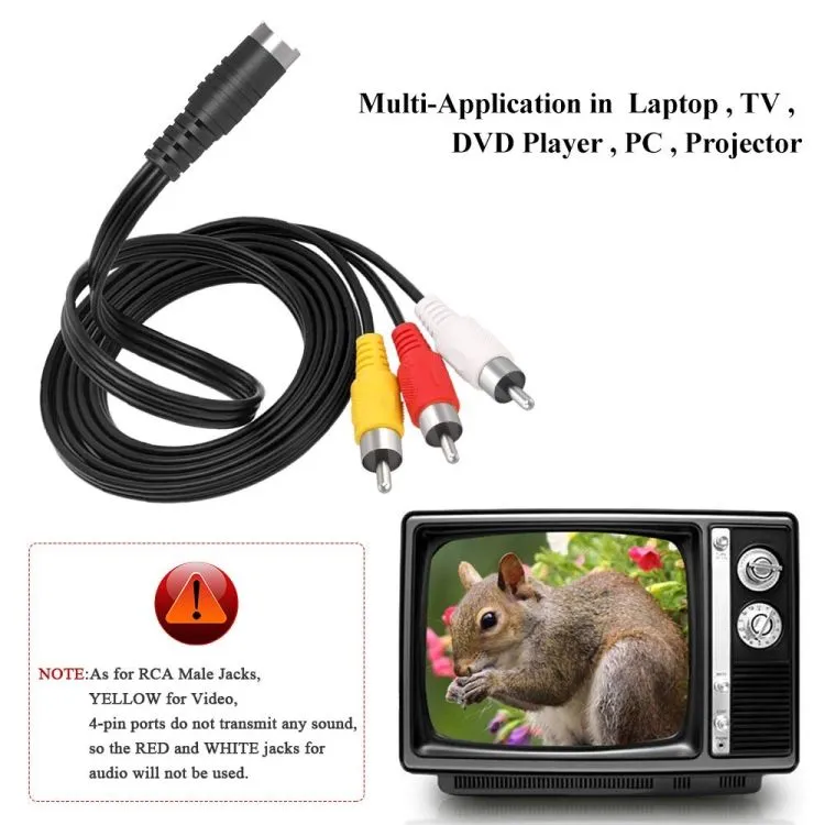 4 Pin S-Video to 3 RCA AV TV Male Cable Converter Adapter - Image 5