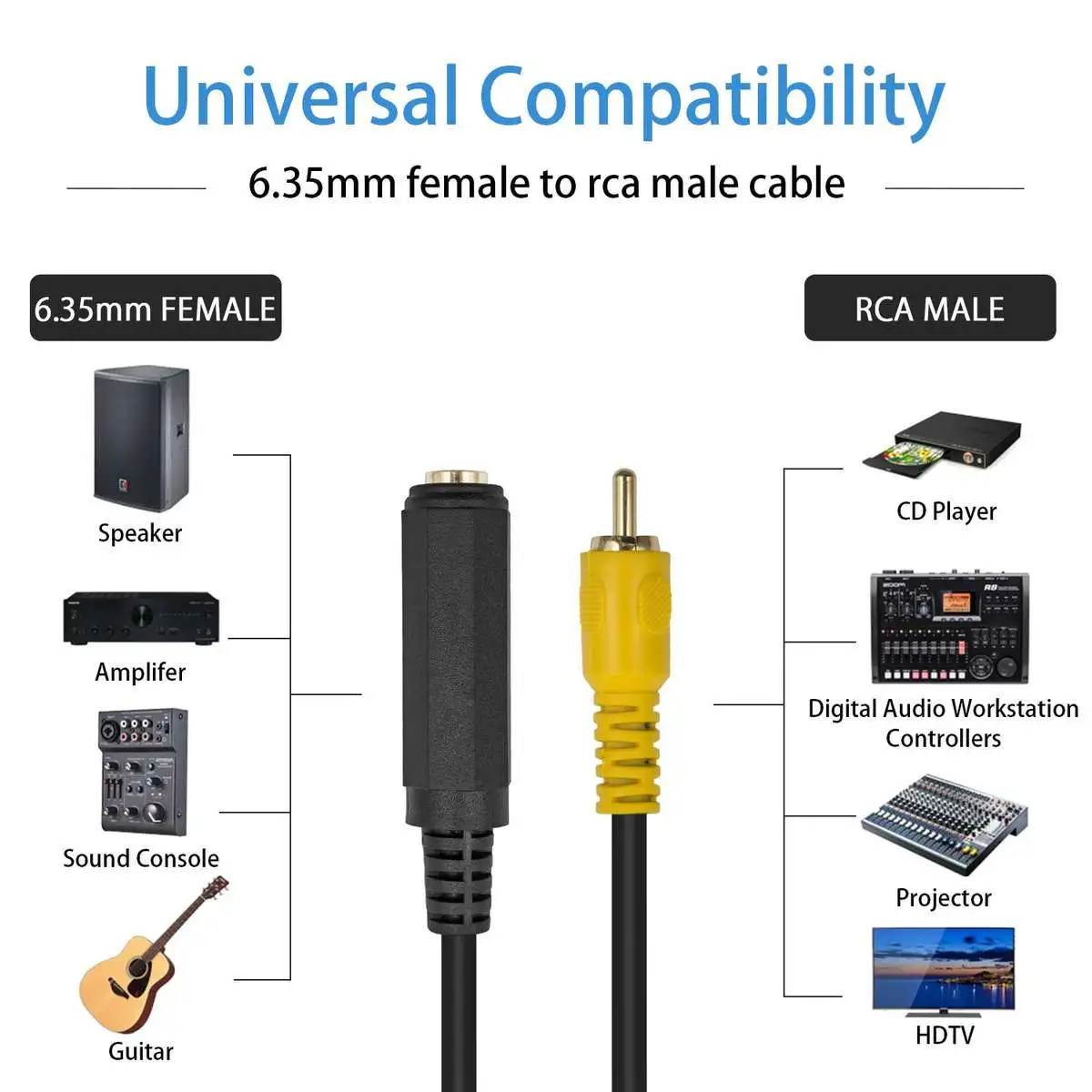6.35mm Female to RCA Male Interconnect Audio Adapter Conversion Plug Adapter Cable - Image 5